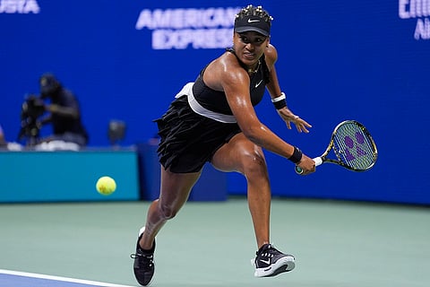 US Open 2024: Naomi Osaka, of Japan, returns a shot to Karolina Muchova, of the Czech Republic